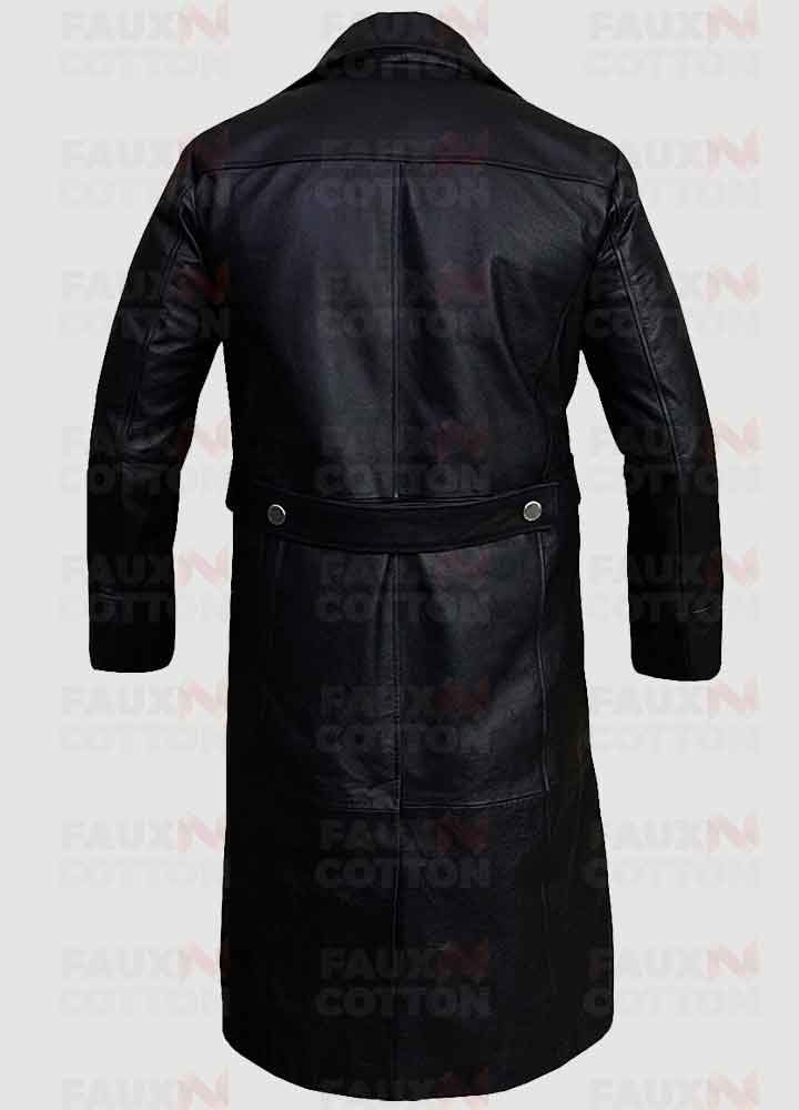 SALE ! German Classic WW2 Officer Black Leather Trench Coat